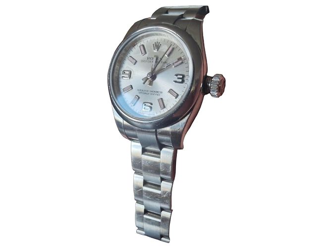 Rolex Oyster Perpetual Uhr Silber Silber Hardware