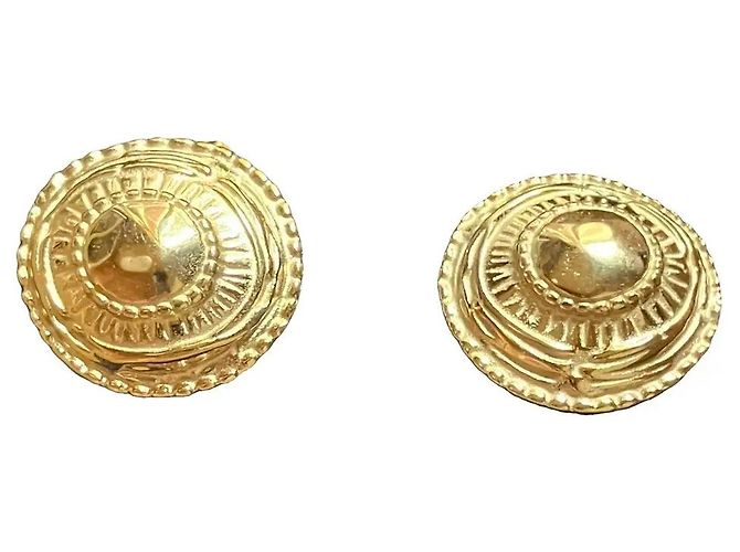 Autre Marque Goldfarbene runde Stecker-Ohrringe Golden