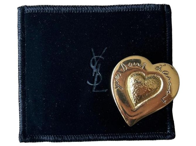 Spilla a Cuore Yves Saint Laurent in Oro D'oro 