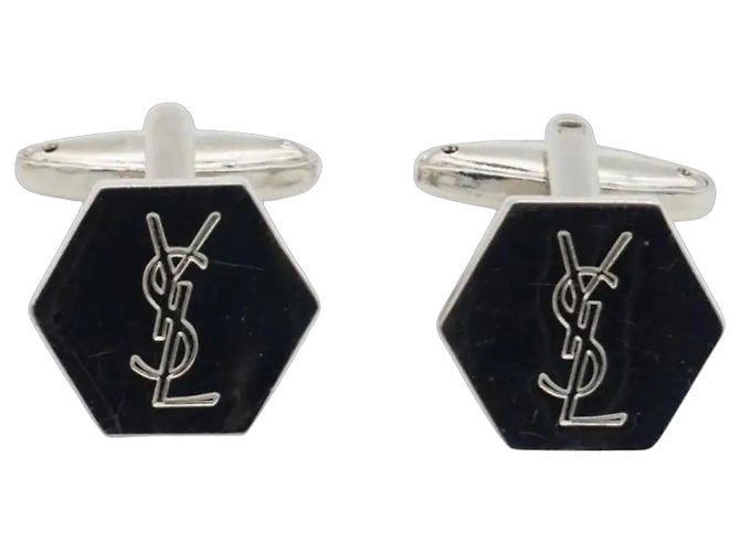 Yves Saint Laurent Saint Laurent YSL Gemelli esagonali argentati Argento