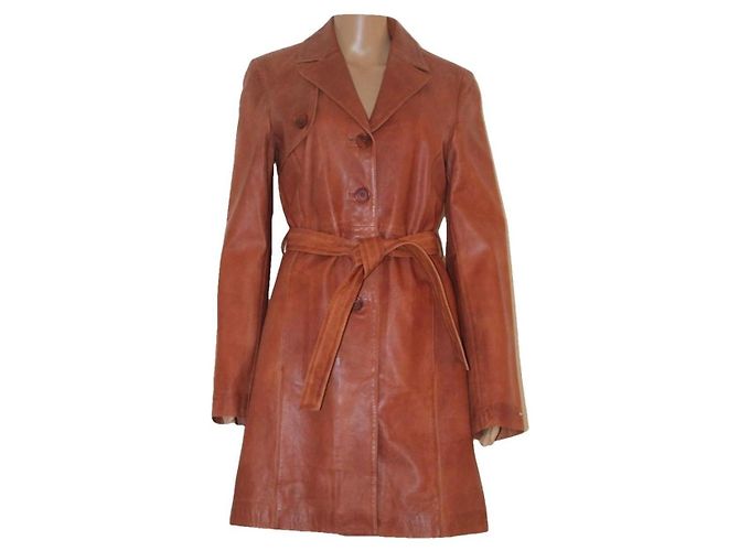 Tommy Hilfiger Giacca in pelle marrone con cintura