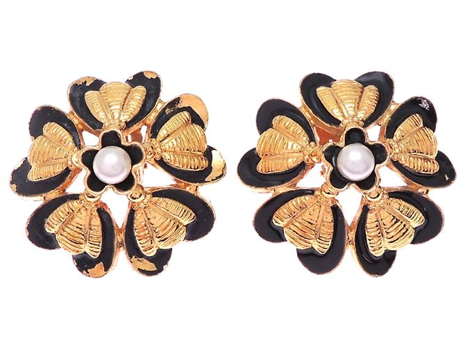 Orecchini a clip Chanel neri e oro Nero D'oro 