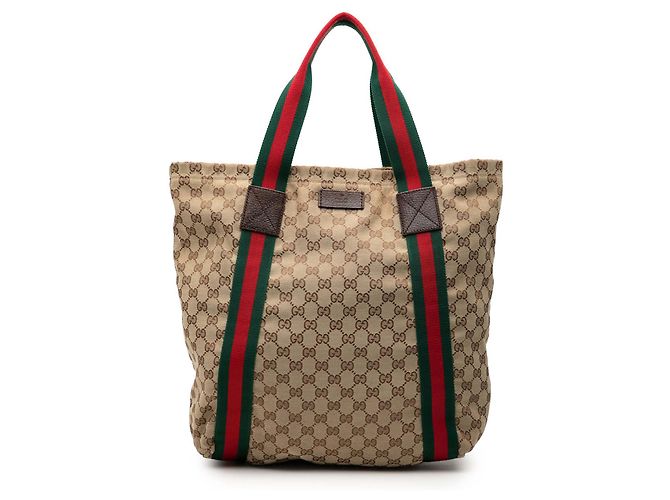 Tote Gucci em lona GG bege com Web