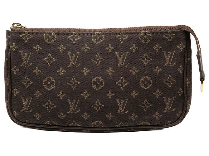Louis Vuitton Brown Monogram Mini Lin Bucket PM Pouch Dark brown