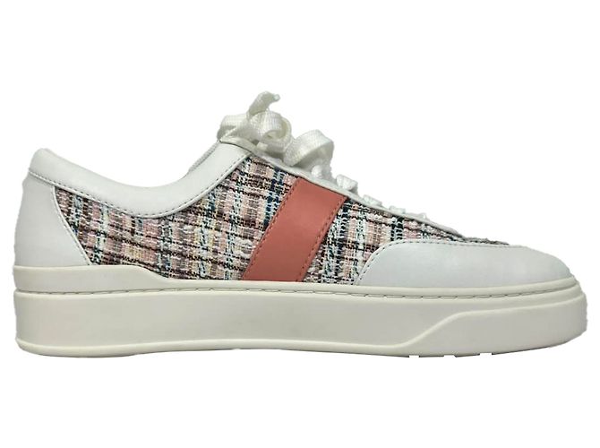 Stuart Weitzman Tweed Accent Sneakers in Multicolor Leather Multiple colors