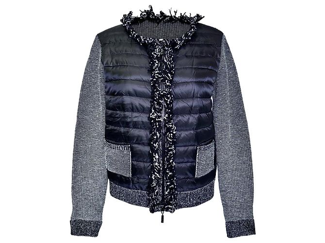Moncler Daunenjacke aus Tweed mit Mehrfarben-Print aus Polyamid