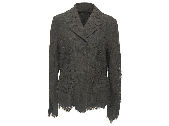 Devotion Dolce & Gabbana Spitzenblazer aus schwarzer Baumwolle