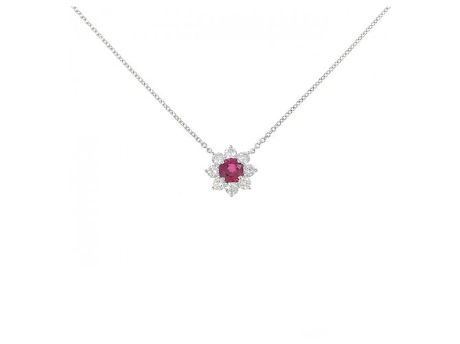 Colar Mini Sunflower em platina Harry Winston Prata