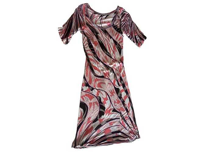 Vestido longo Emilio Pucci com estampa multicolorida Marrom Preto Rosa Branco Cinza Roxo
