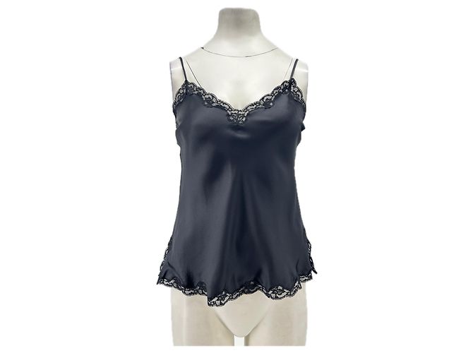 Vannina Vesperini Top in seta e pizzo nero