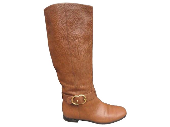 Gucci Botas Altas de Couro Marrom