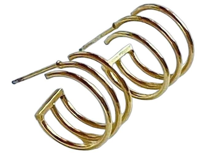 Autre Marque Multi-Strand Gold Plated Hoop Earrings Golden