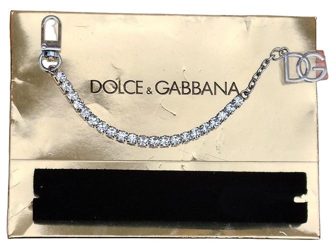 Dolce & Gabbana Charm per borsa catena cristalli Argento Silver hardware