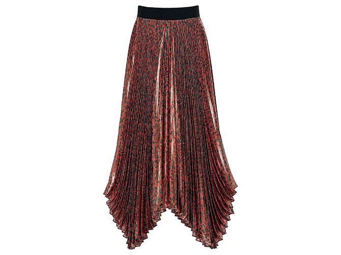 Alice + Olivia Gonna maxi plissettata leopardata Fall 2018 Rosso Stampa leopardo