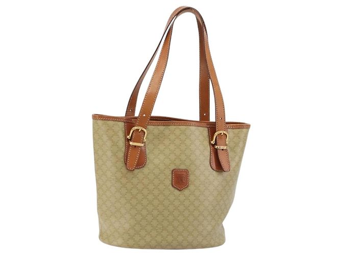 Céline Borsa Tote CELINE Macadam Canvas PVC Beige Oro Auth 183002 D'oro