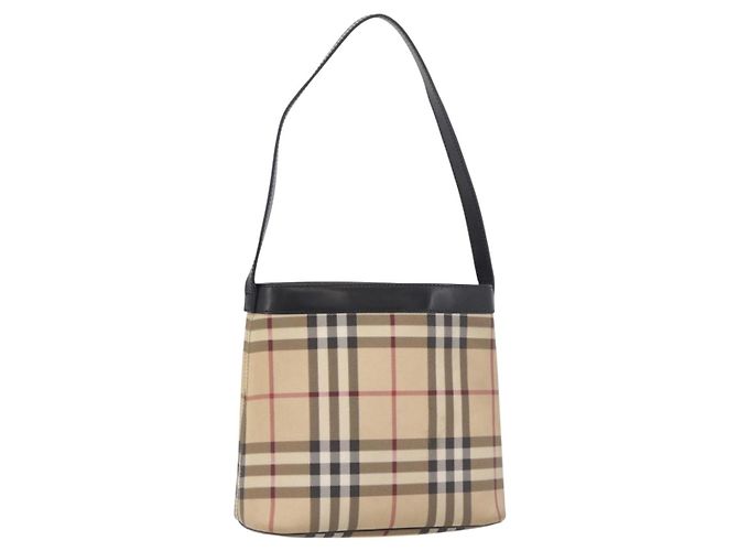 Borsa a tracolla BURBERRY Nova Check PVC Beige Argento Auth 184442