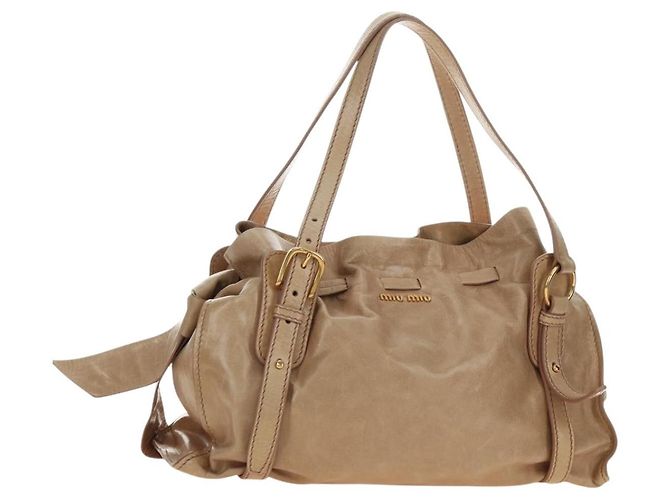 Borsa a Spalla Miu Miu in Pelle Beige Oro Auth yk20471SAM D'oro