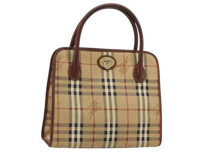 Borsa Burberry Nova Check in PVC Beige Oro Auth 182610A D'oro
