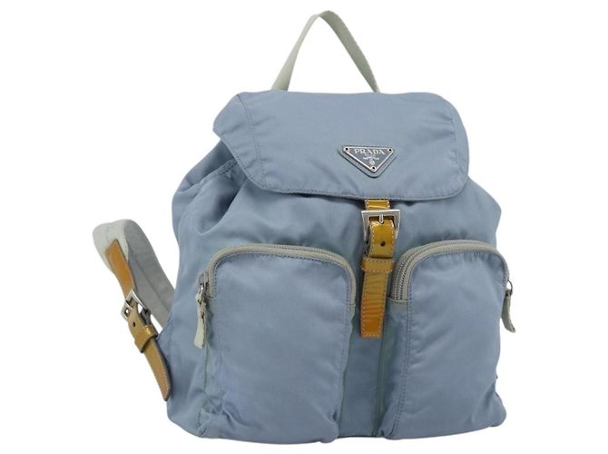 PRADA Backpack Nylon Light Blue Silver Auth 182131 Silvery