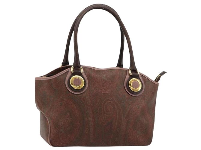 Bolsa ETRO em PVC e couro marrom dourado Auth 183273A