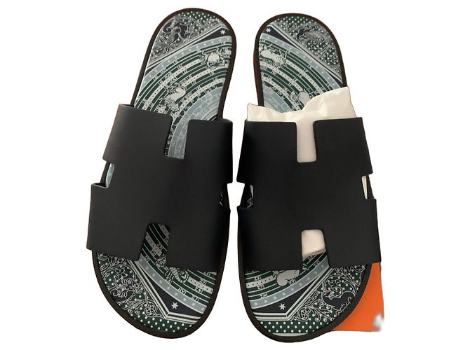 Hermès Izmir Leder Sandalen Schwarz