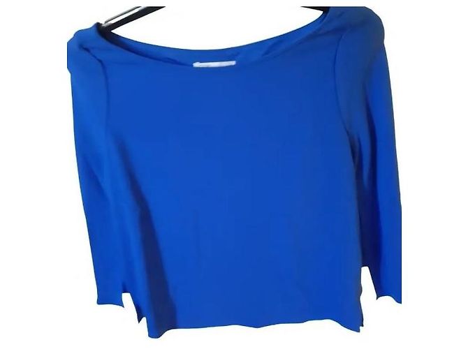 Maje Blaues Crêpe-Top mit Cape-Effekt
