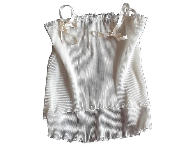 Autre Marque Aubade White Pleated Silk-Effect Camisole
