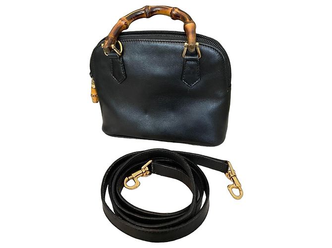 Gucci Bamboo Handtasche aus schwarzem Leder