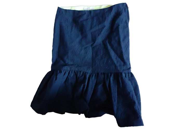 Gonna Mini Maje Blu Navy Testurizzata con Volant Blu scuro