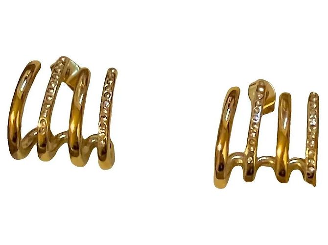 Autre Marque Goldfarbene Multi-Band Ohrringe mit Kristallen Golden
