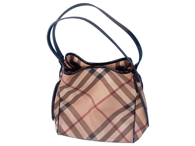 Borsa a secchiello Burberry Nova Check Marrone Nero Beige 