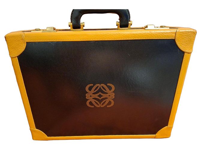 Loewe Valigetta in pelle nera e gialla Nero Giallo