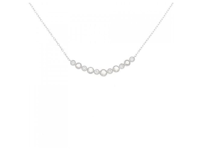 Autre Marque Pt900/Pt850 Diamant-Halskette Silber