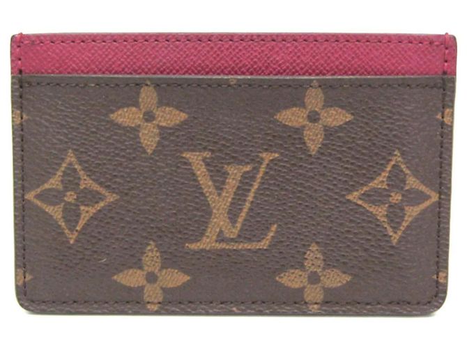Louis Vuitton Monogram Simple Card Case M60703 Brown Fuschia