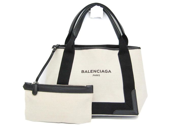 Borsa Cabas S Balenciaga Navy Nero Bianco sporco
