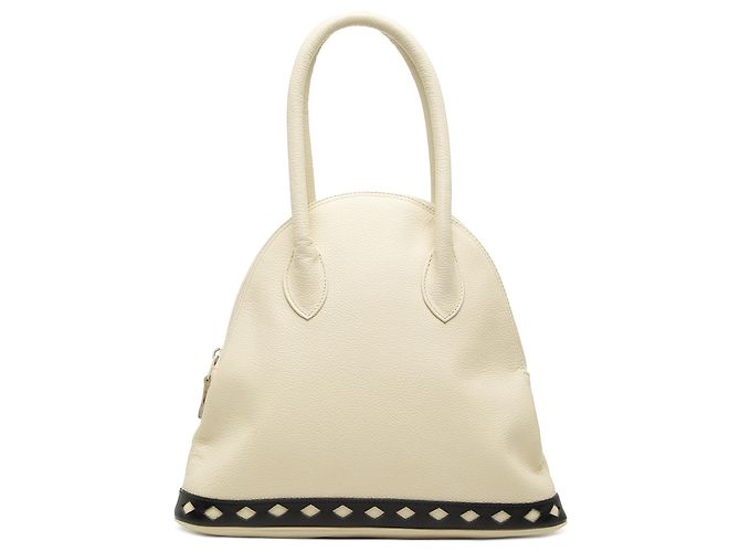 Bolsa de mão Dome em couro branco com corte de diamante Saint Laurent Cru