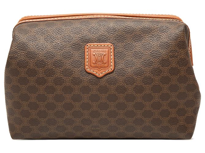 Céline Celine Brown Macadam Coated Canvas Pouch