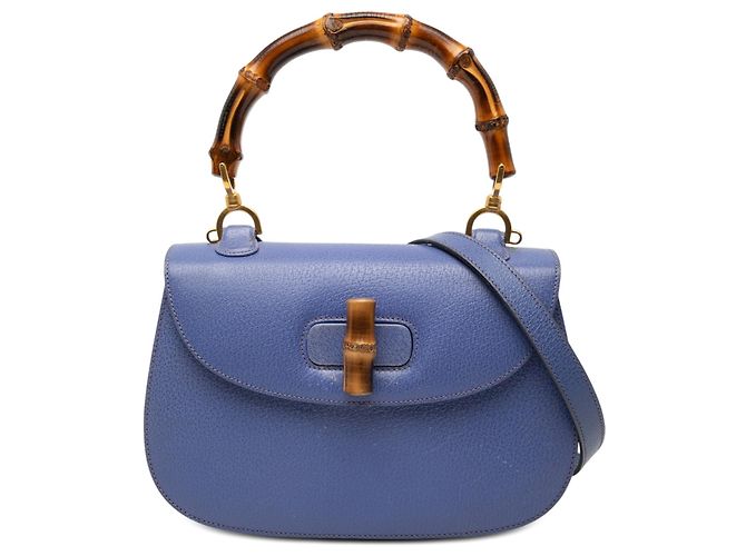 Gucci Couro granulado roxo Bamboo Night