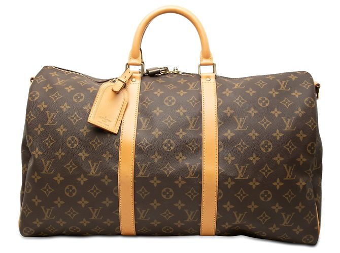 Louis Vuitton Marrone Monogram Keepall Bandouliere 50