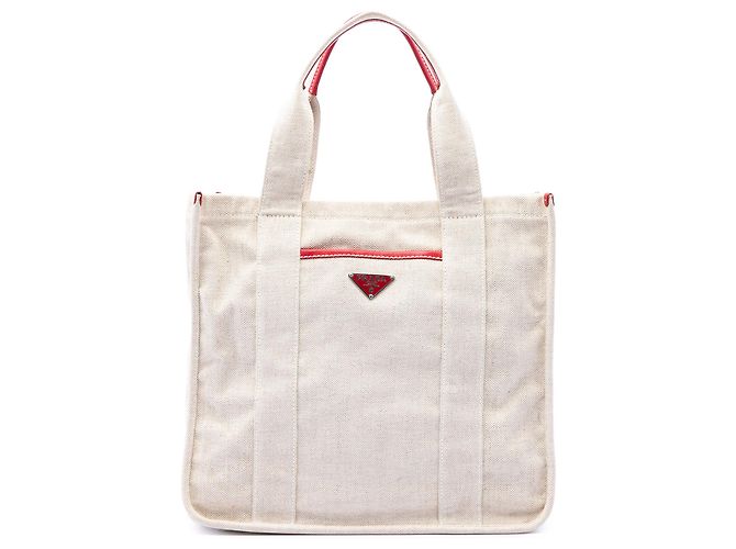 Tote Cabas de shopping Prada Brown Canvas Canapa Mistolino Marron Beige