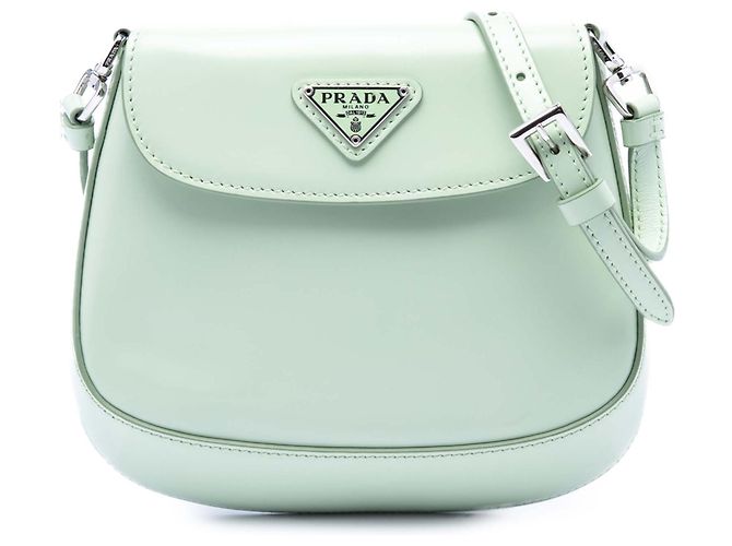 Sac Cleo mini en cuir brossé vert Prada Vert clair