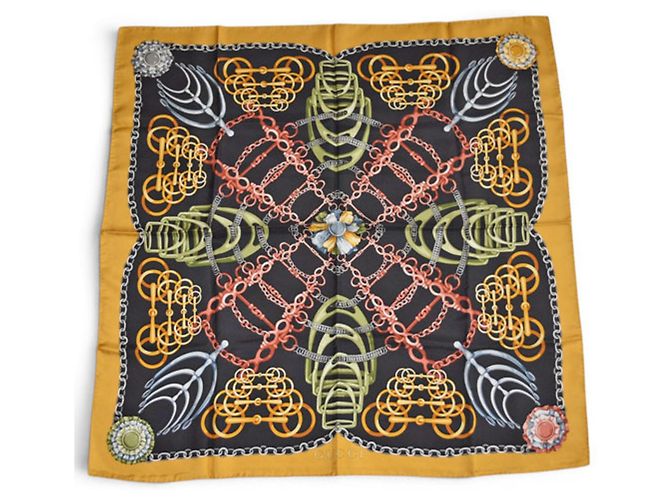 Sciarpa Gucci in seta gialla e nera Horsebit Giallo