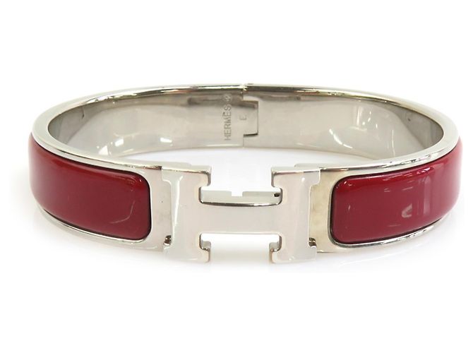Hermès Hermes HERMES Armreif Clic Clack H Silber Bordeaux 