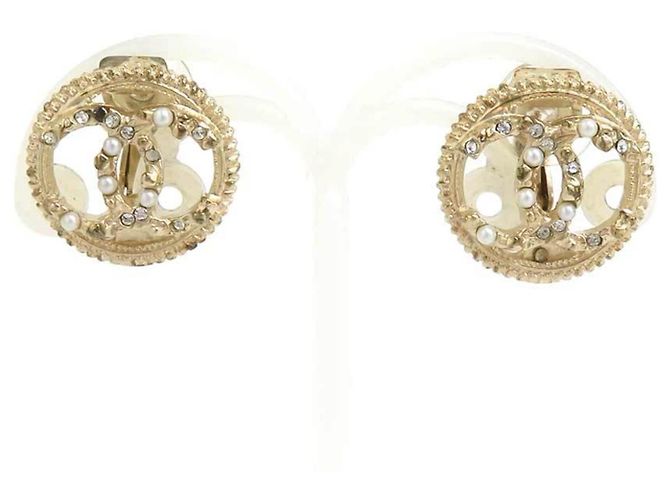 Orecchini a clip Chanel Oro e Bianco D'oro