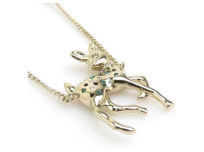 Collana Bambi Chanel D'oro Verde Bianco sporco