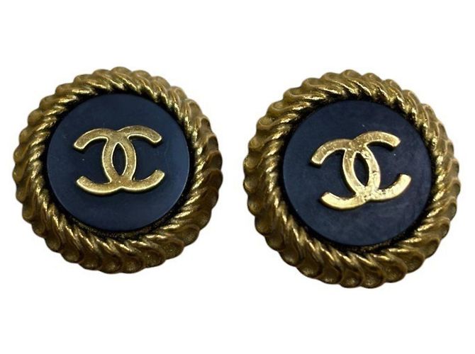 Orecchini a clip Chanel Coco Mark Nero D'oro 