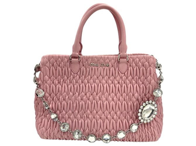 Bolsa de couro nappa matelassê Miu Miu Rosa
