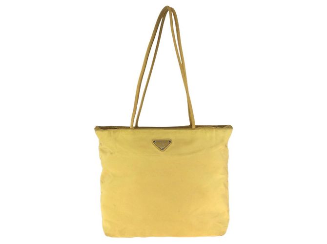 Prada Nylon Tessuto Triangle Logo Tote Gelb