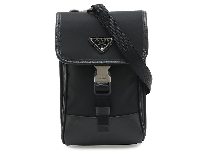 Custodia per smartphone e borsa 2WAY con logo triangolo in nylon Prada Nero