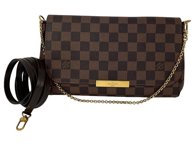 Bolsa Transversal Louis Vuitton Favorite MM Damier Ebene Marrom